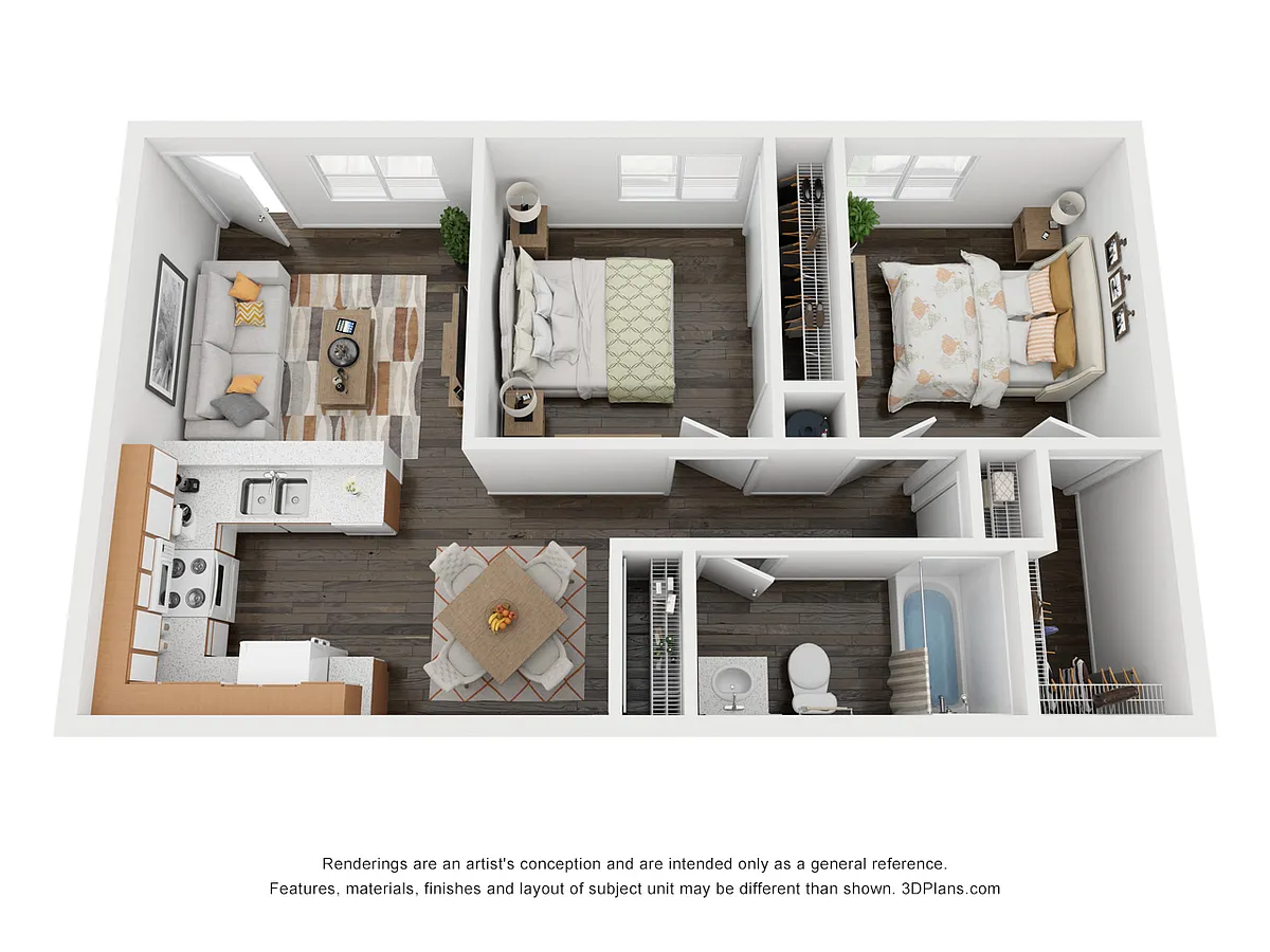 Floor plan 2 Bedroom 1 Bath Large