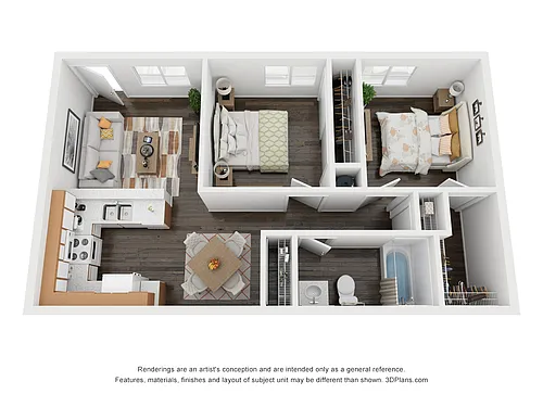 Floor plan 2 Bedroom 1 Bath Large