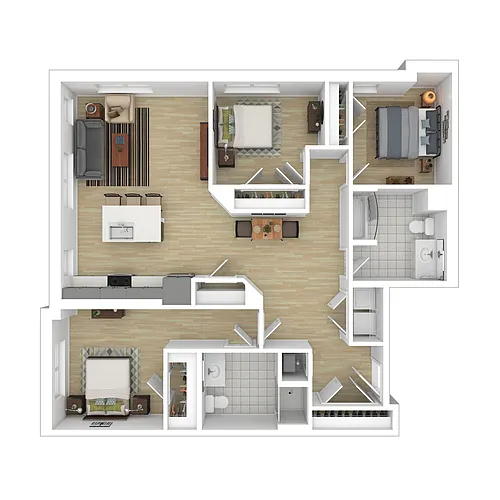 Floor plan Three Bedroom Two Bathroom - Workforce