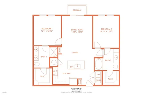 Floor plan 2 Bedroom 2 Bathroom