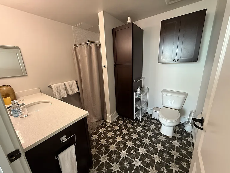 Large bathroom with walk-in shower