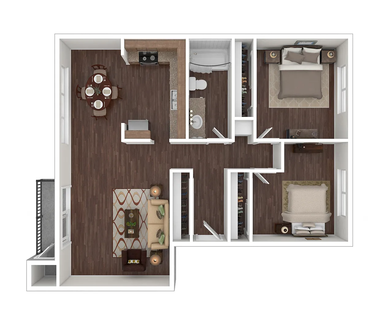 Floor plan Two Bed One Bath