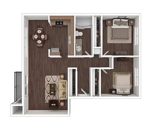 Floor plan Two Bed One Bath
