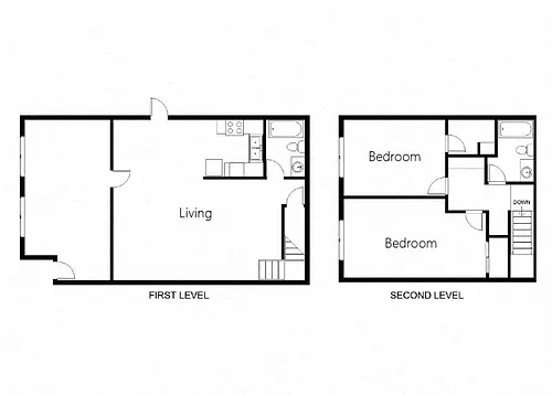 Floor plan 2 Bedroom 2 Bath Townhouse