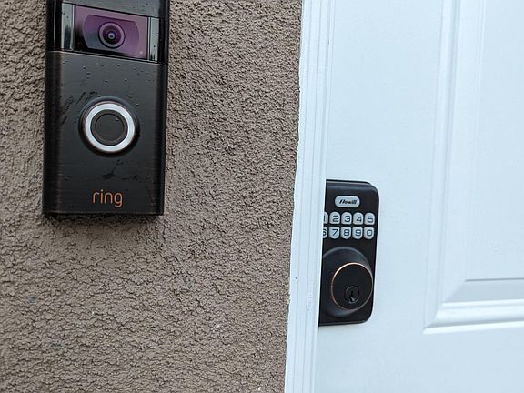 RING Doorbell and keyless entry lock.