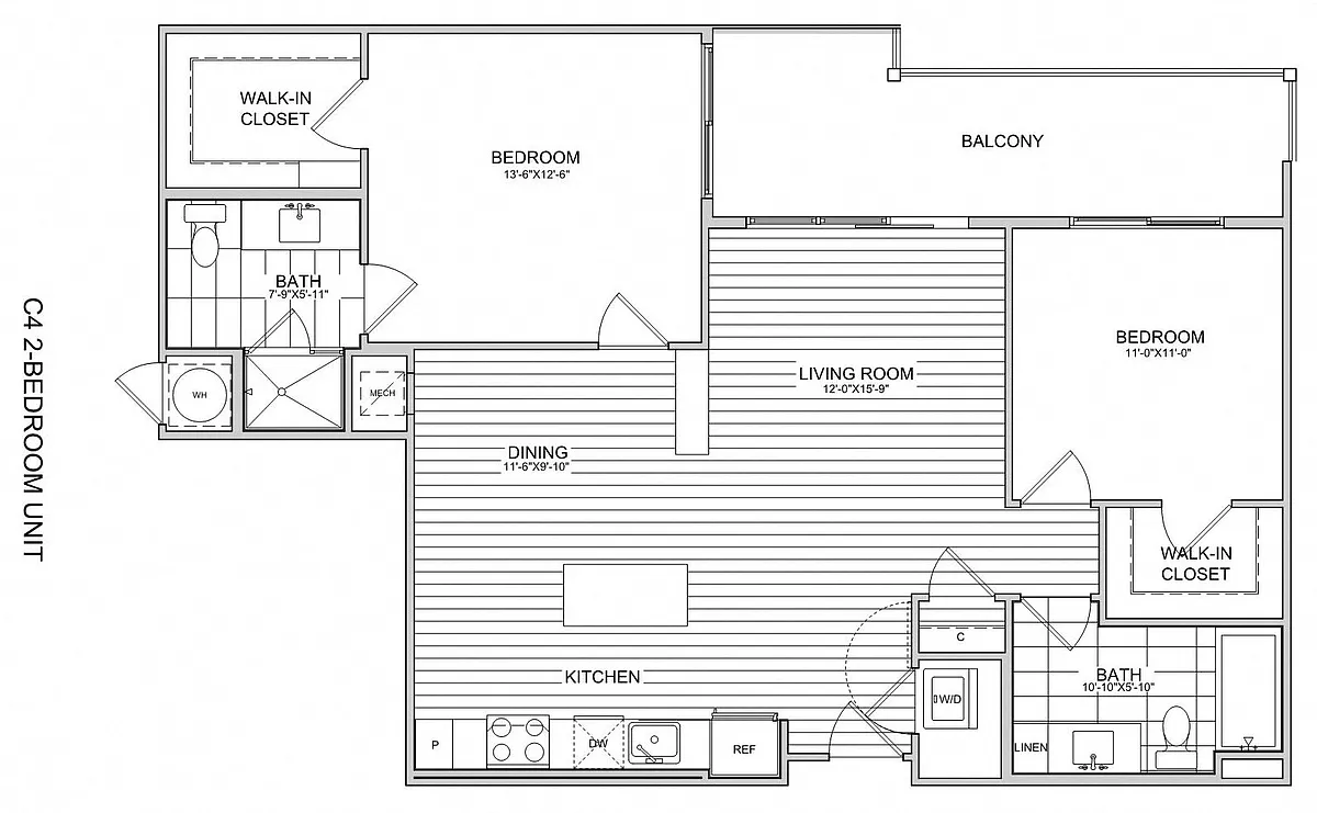 Floor plan 2 Bed/2 Bath-C4