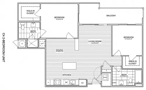 Floor plan 2 Bed/2 Bath-C4