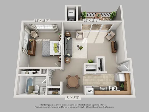 Floor plan 1-Bedroom 1-Bathroom