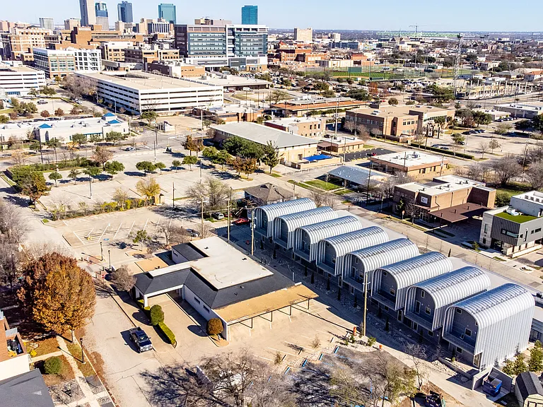 Aerial view of the surrounding area, especially the Magnolia district and downtown Ft. Worth from the 3rd floor patio.