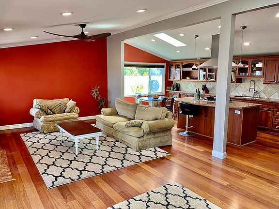 Family Room into Dining and Kitchen