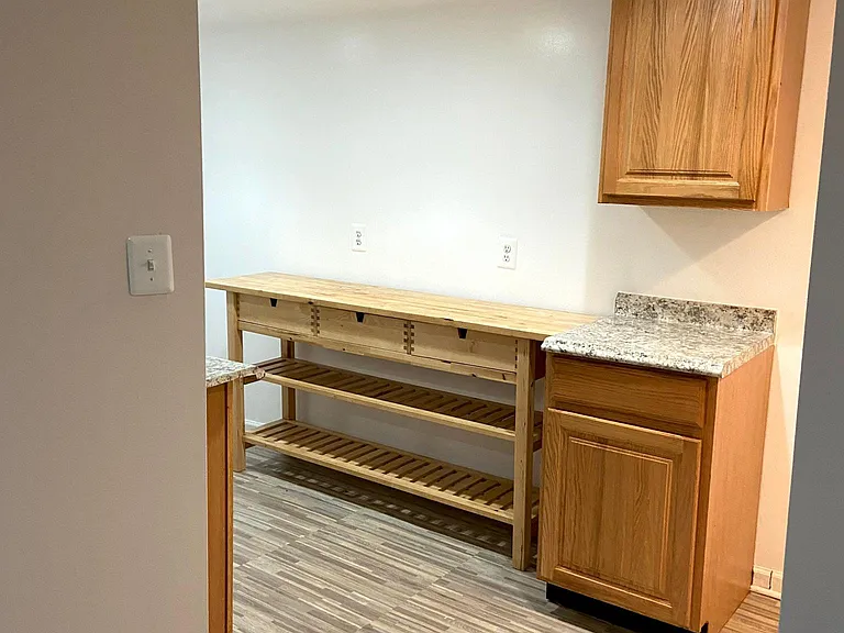 View of the kitchen work area