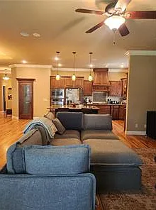 Living room looking into kitchen