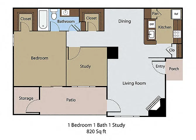 Floor plan 2 BR 1 BA