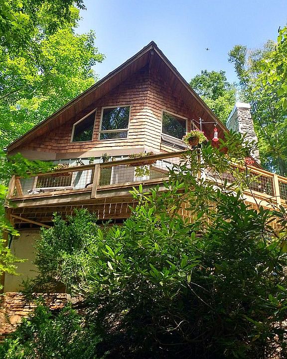 overlooking creek, waterfall