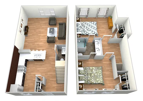 Floor plan Two Bedroom Townhome