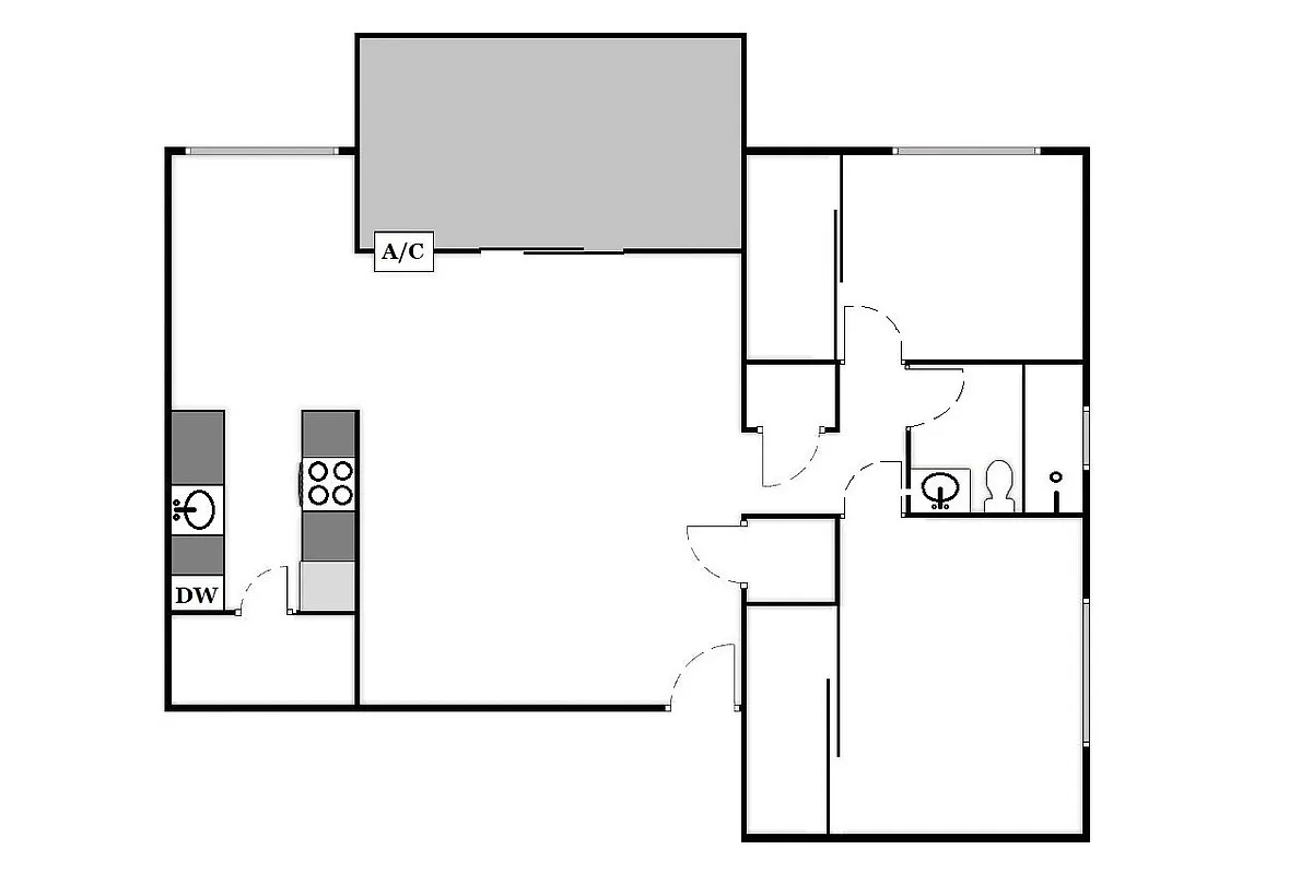 Floor plan 2 Bed / 1 Bath: Type B