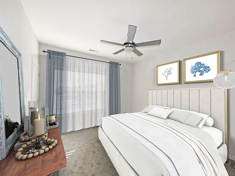 Cozy bedroom with carpet