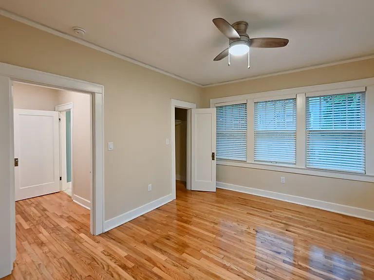 Bedroom view from LR door toward bathroom entry