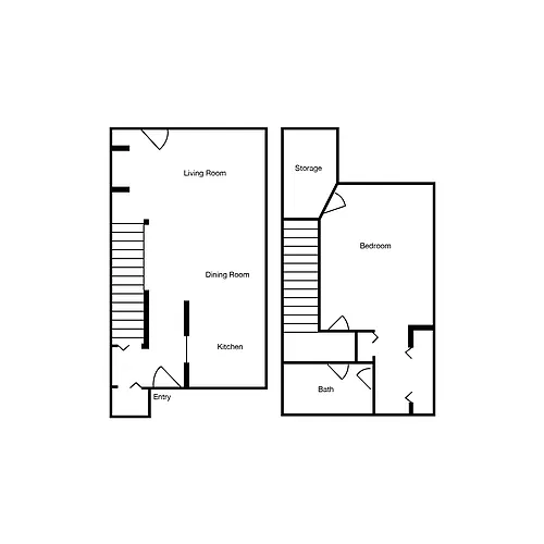Floor plan 1 Bedroom 1 Bathroom Townhome