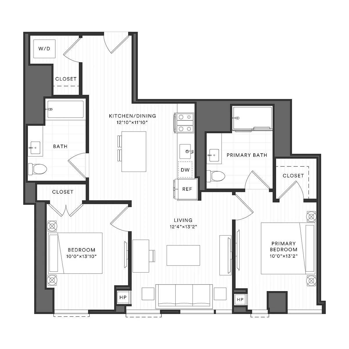 Floor plan 2 Bed/2 Bath-2A-1