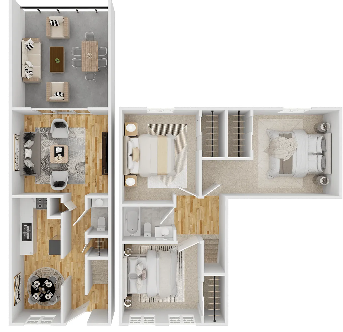 Floor plan Three Bedroom 1.5 Bath TH