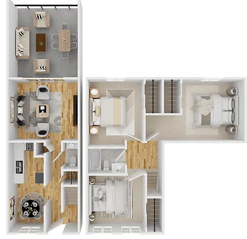 Floor plan Three Bedroom 1.5 Bath TH