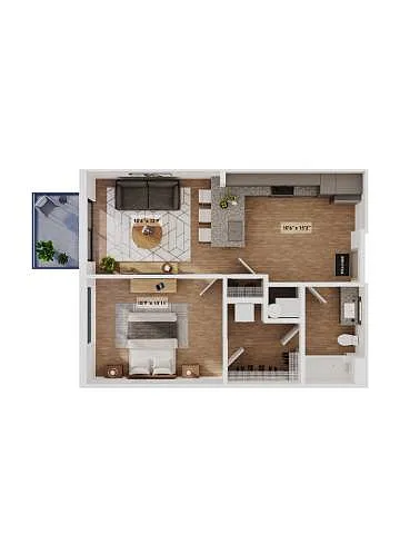 Floor plan 1x1-The Lewis
