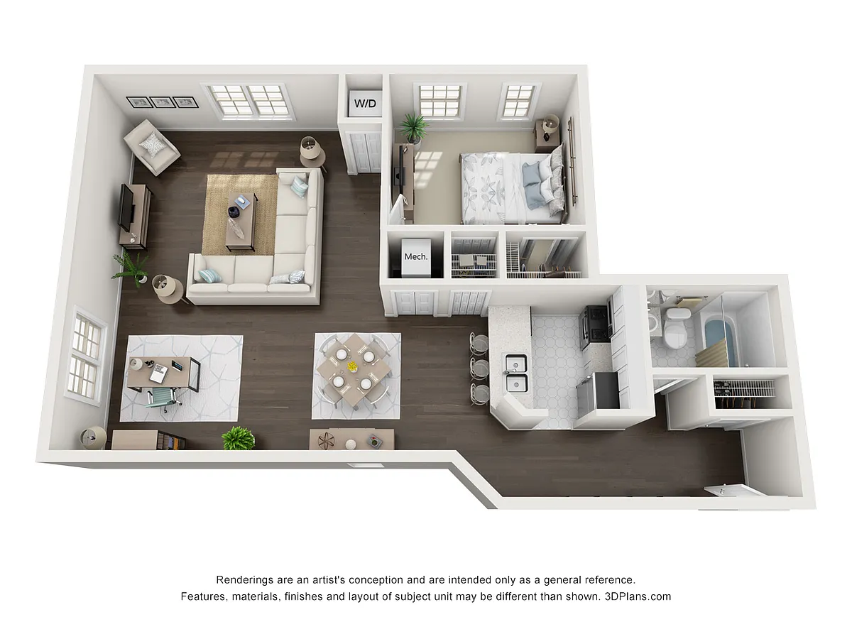 Floor plan 818sf - 1 Bedroom - Buckingham Building