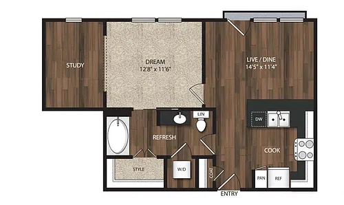 Floor plan Phase II 1x1 + Study I