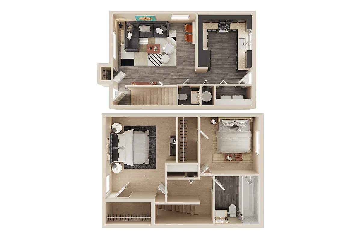 Floor plan 2 beds 1.5 baths