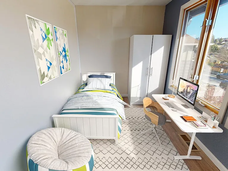 Bedroom 7. This image shows a virtually furnished space. Bedrooms come unfurnished.