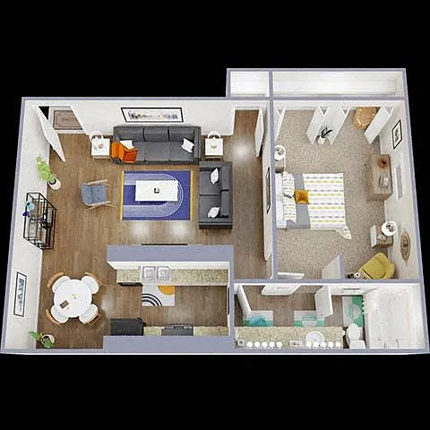 Floor plan 1 Bedroom, 1 Bath