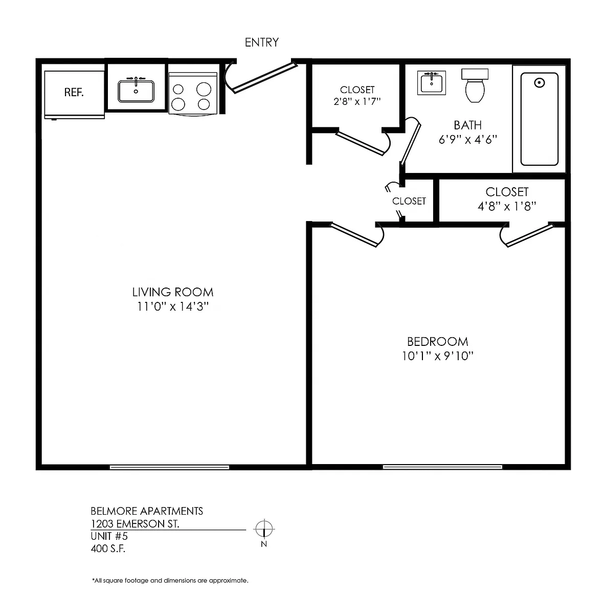 Floor plan 1 Bedroom-Hardwood