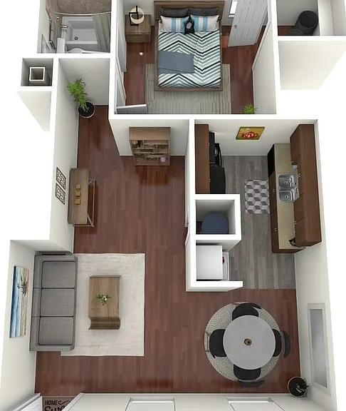 1x1 (Unit J2 Flat) Floorplan Diagram
