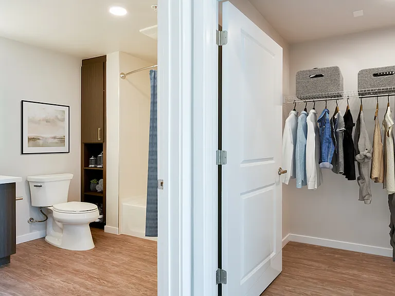 Oversized closets and bathrooms with custom storage