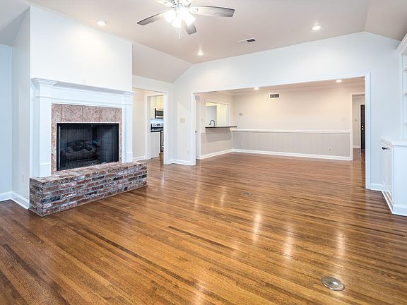 Den with gas fireplace