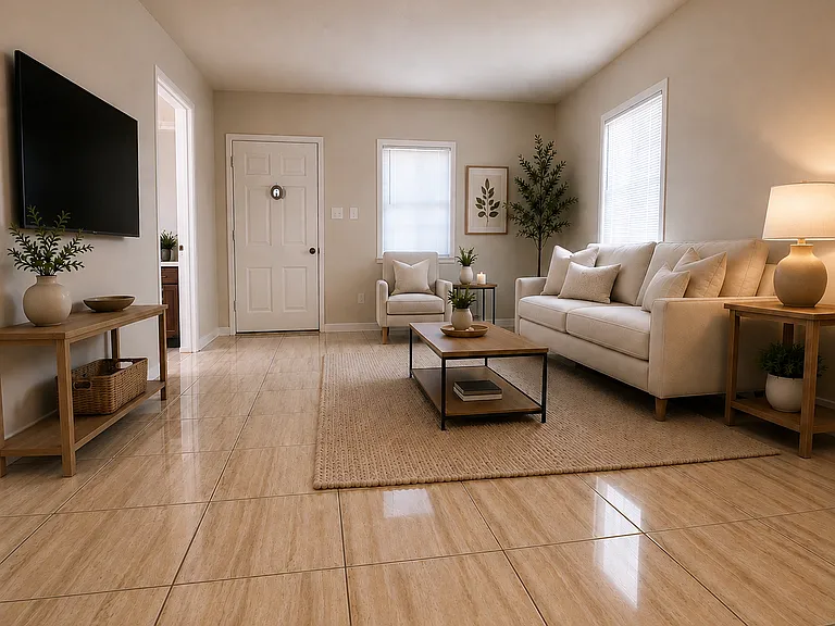 Virtually staged living room for illustrative purposes only