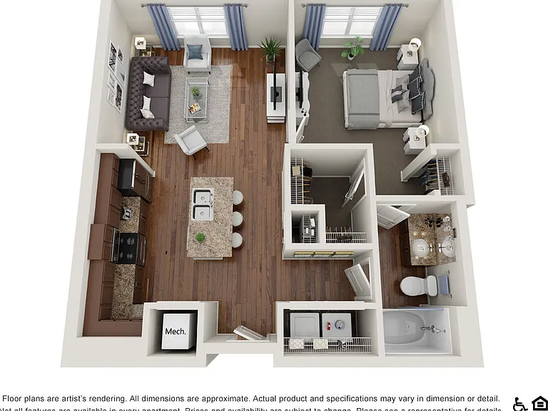 A2.2 - 1x1 floor plan Parkside at Avalon Park