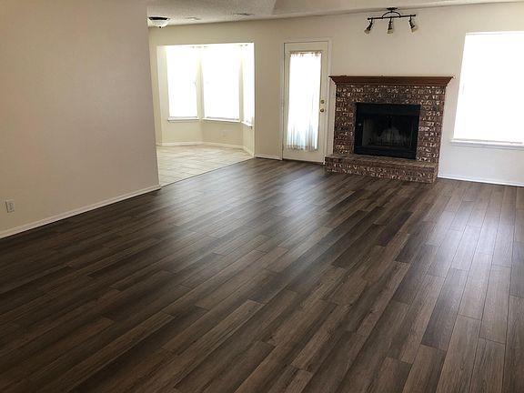 Living room with fireplace.