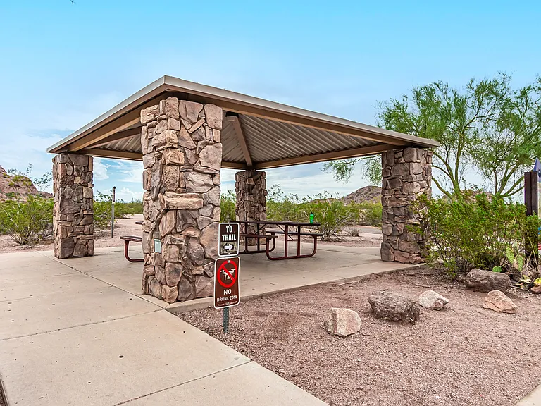 Picnic cabanas in adjacent park