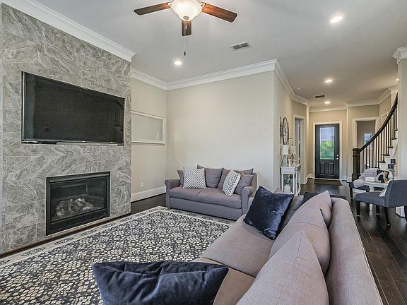 Open space living room with tall ceilings