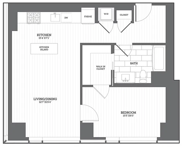 Floor plan 1 Bed/1 Bath A4