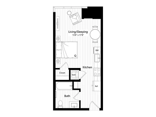 Floor plan HS3 | Studio | 1 Bath