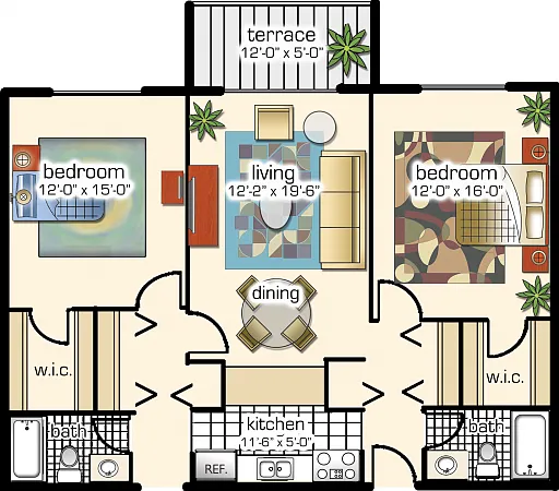 Model D | 2 Bedroom, 2 Bath Model D | 2 Bedroom, 2 Bath