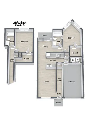 Floor plan Two Bedroom Townhome