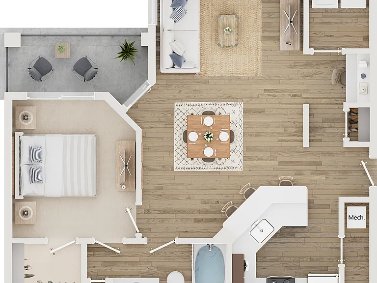 Experience urban elegance with this thoughtfully designed apartment layout. Experience urban elegance with this thoughtfully designed apartment layout.