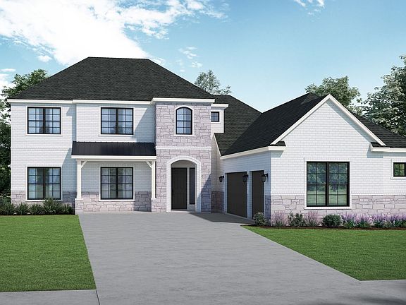 Elevation A Stone 3 Car Garage