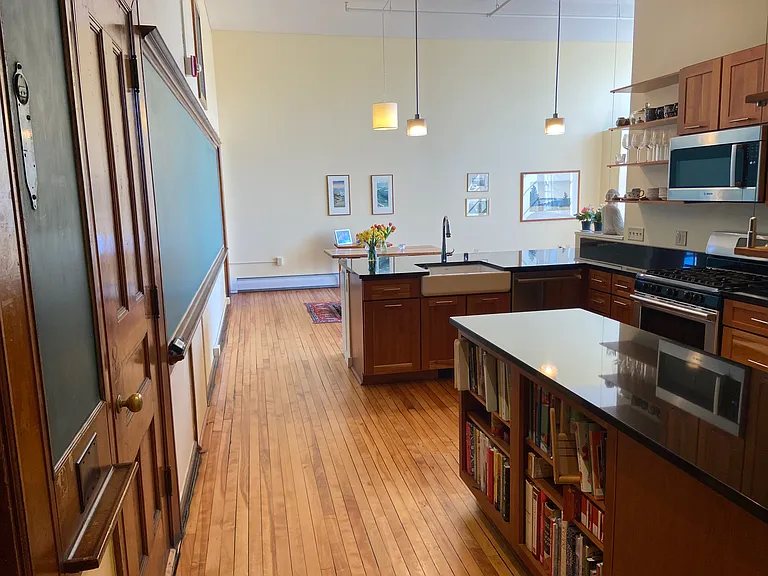 Welcome to the kitchen. Check out the historic blackboard!