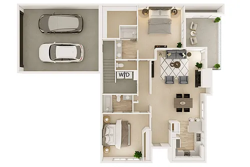 Floor plan 2 Bedroom 2 Bath C Renovated
