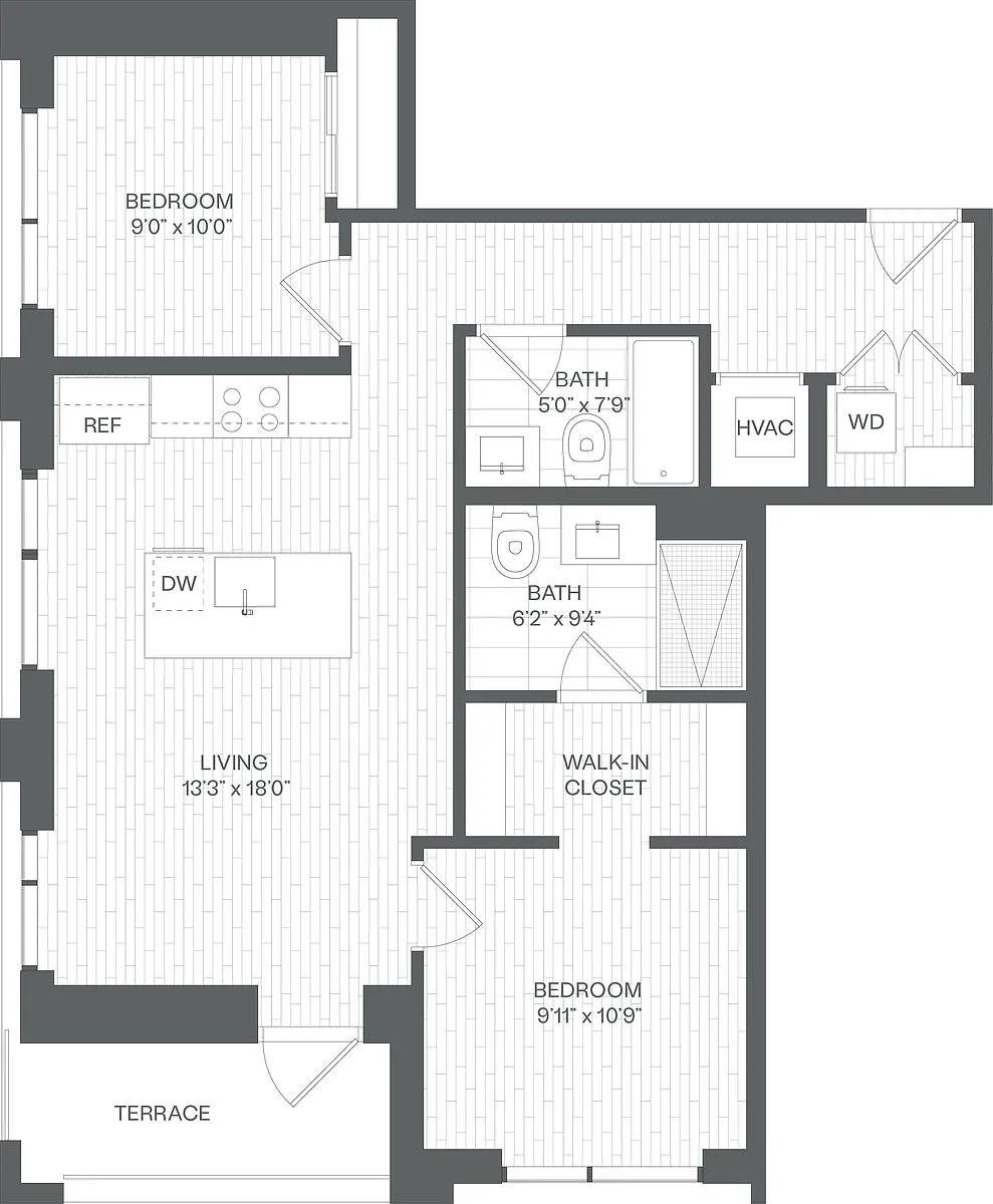 Floor plan 2 Bed/2 Bath-BB